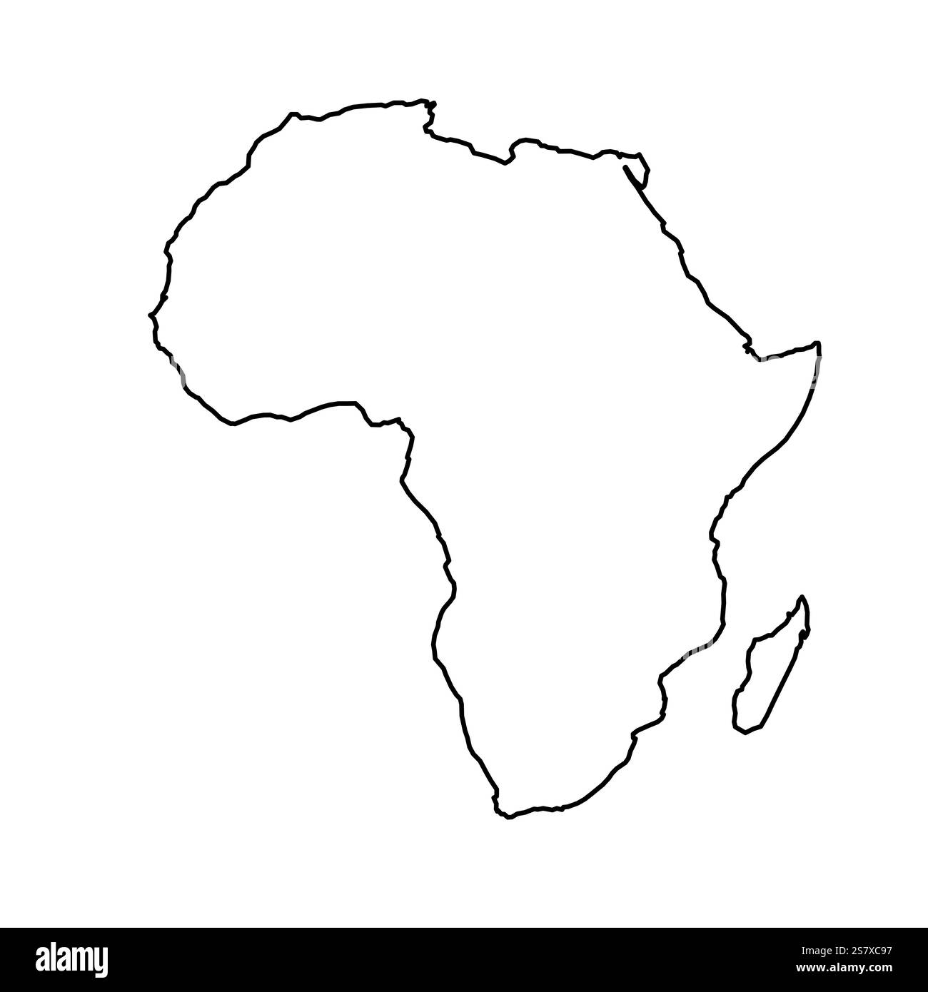 Dieses Kunstwerk zeigt die Silhouette des afrikanischen Kontinents. Er hebt die einzigartige Form und die geografischen Merkmale Afrikas hervor. Das Design ist einfach und dennoch ausdrucksstark. Stock Vektor