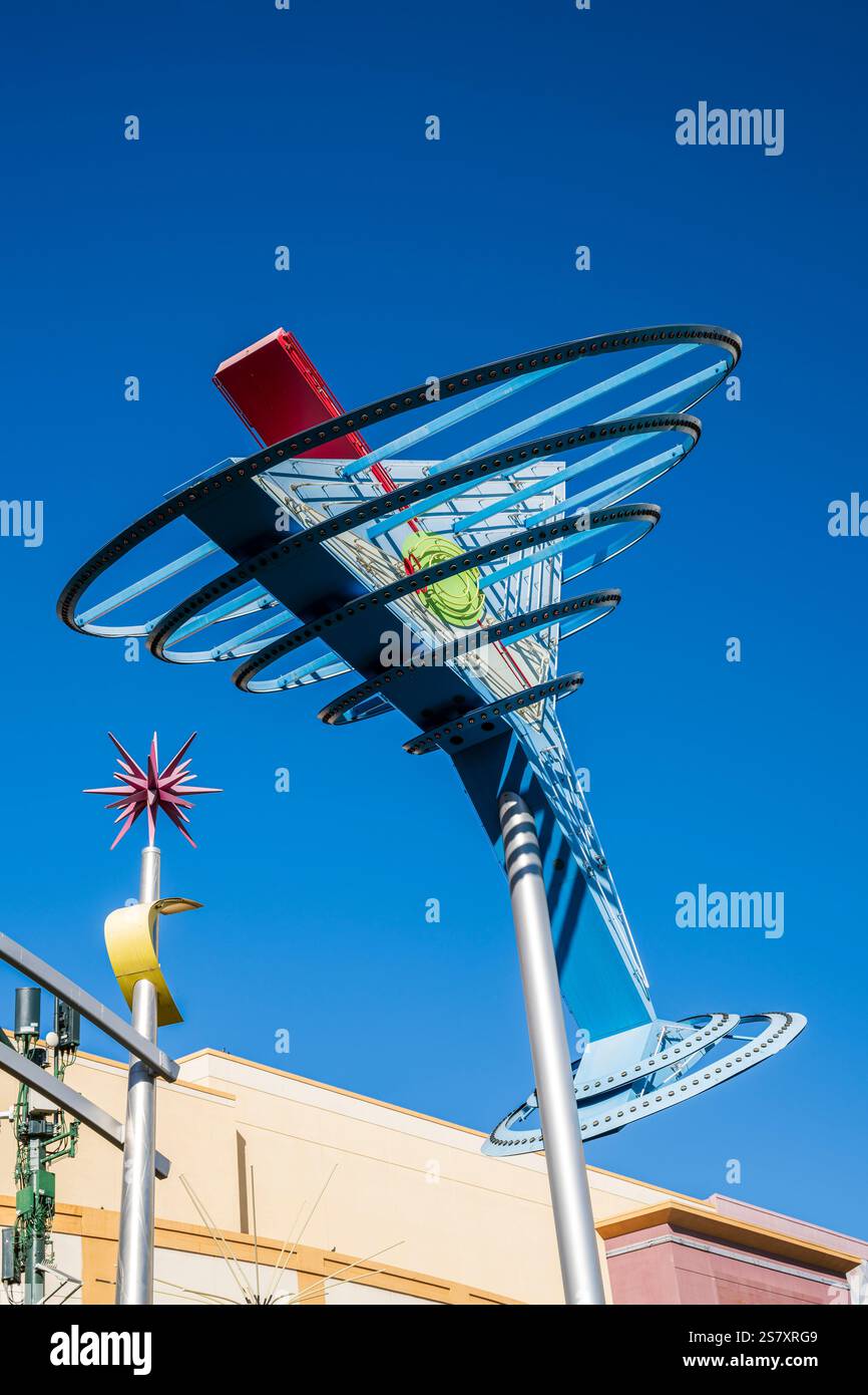 Oscar's Neon Martini Glass Neonschild, Fremont Street, Las Vegas, Nevada, USA Stockfoto