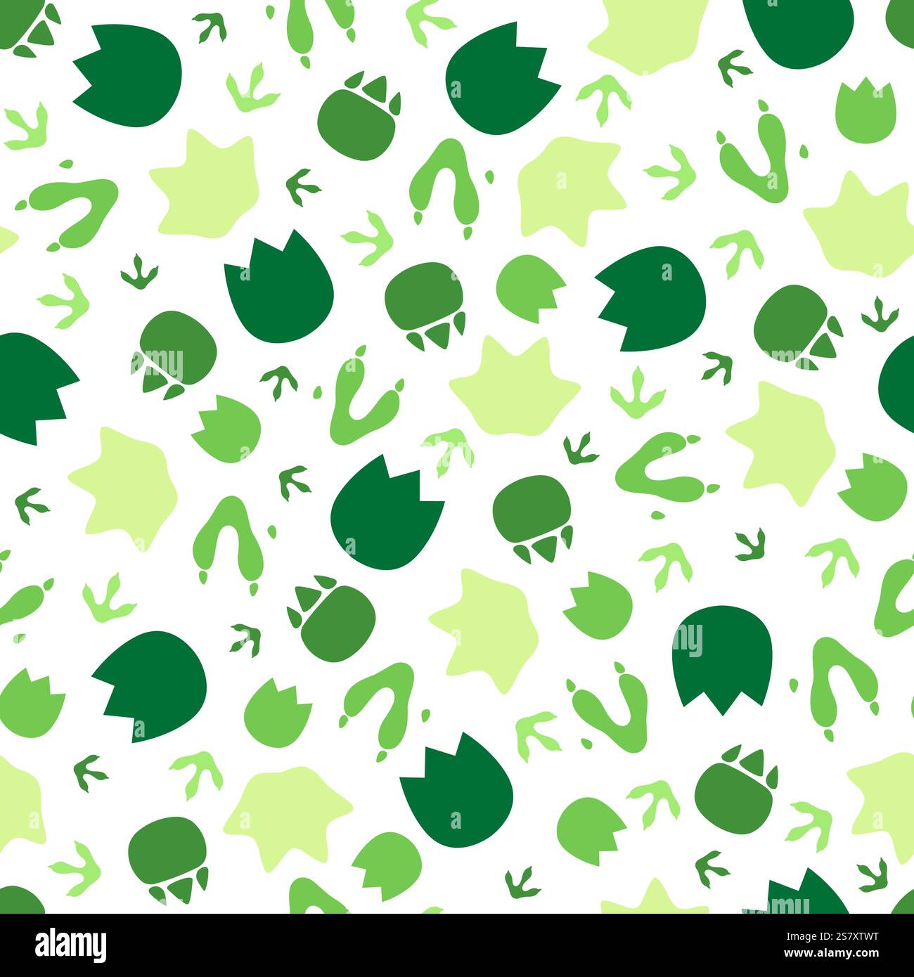 Dinosaurier-Fußabdruck nahtloses Muster Hintergrund. Cartoon Vektor grün alte Dino Reptil Tier Pfoten Abdruck auf dem Boden. Archäo aus der jurassischen Ära Stock Vektor