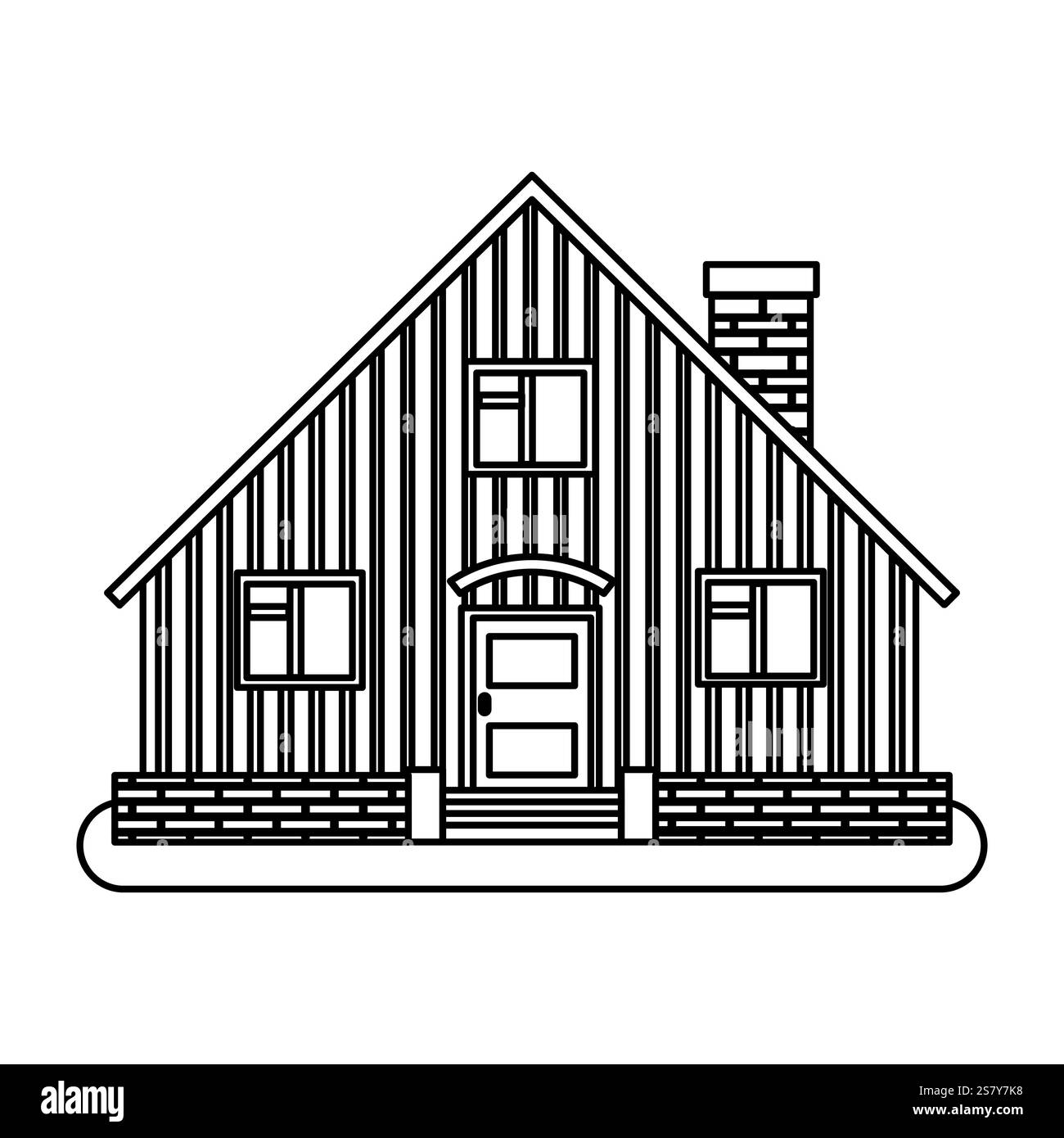 Haus in dünner Linie auf weißem Hintergrund. Vektorabbildung. Stock Vektor