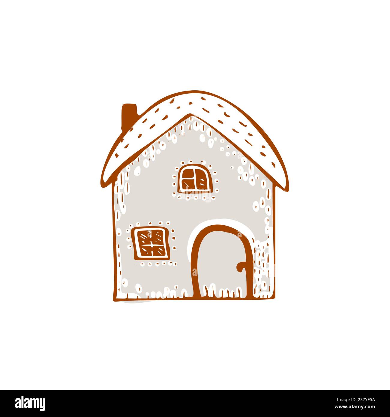 Skurrile Schneetür Ikone mit festlichem Weihnachtsmotiv im dezember . Winterurlaub soziale Medien niedliches handgezeichnetes festliches Heimkarten-Designelement Stock Vektor