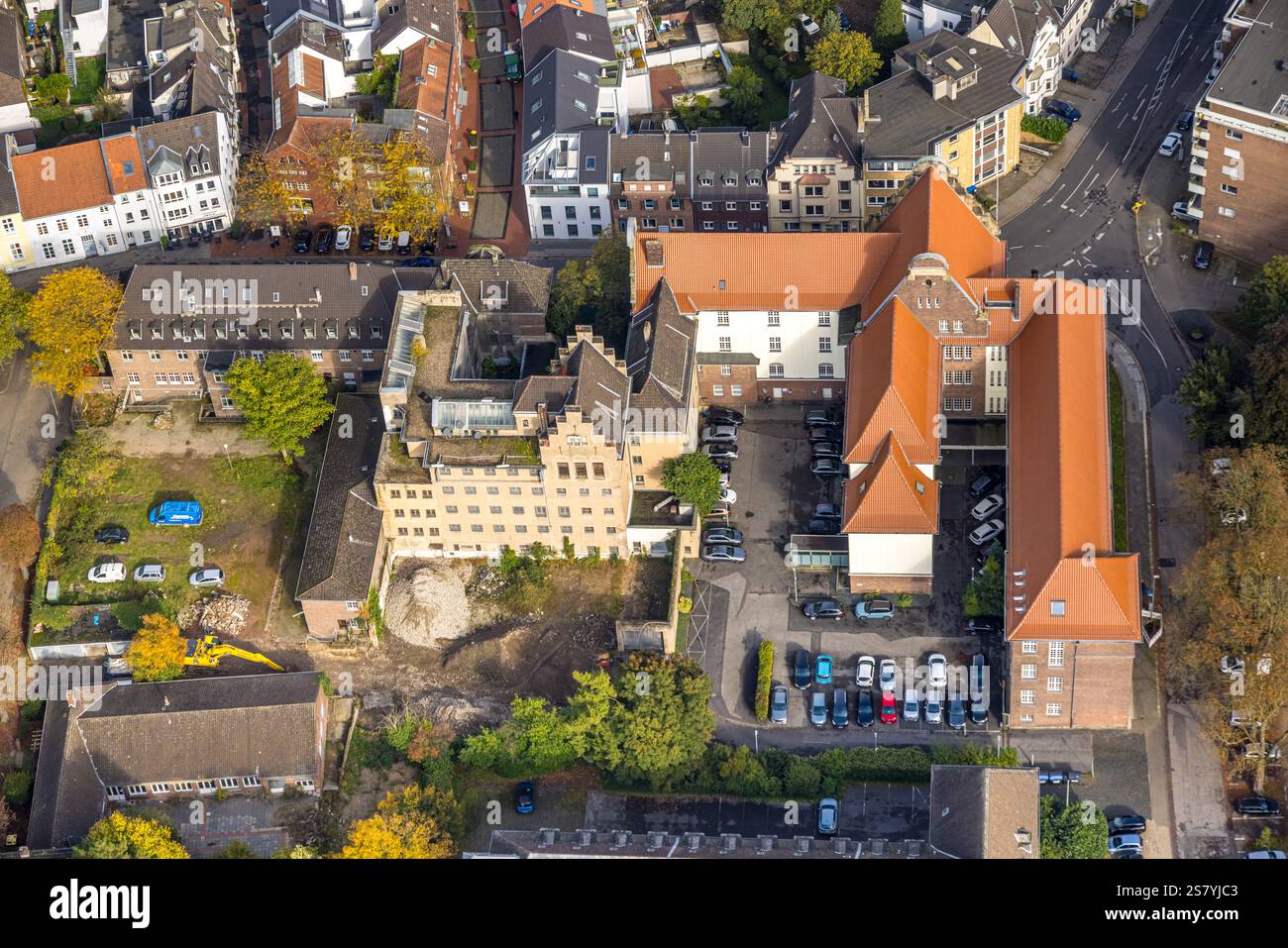 Luftaufnahme, örtliche Gerichtsbehörde, Moers, Moers, Ruhrgebiet, Nordrhein-Westfalen, Deutschland Stockfoto