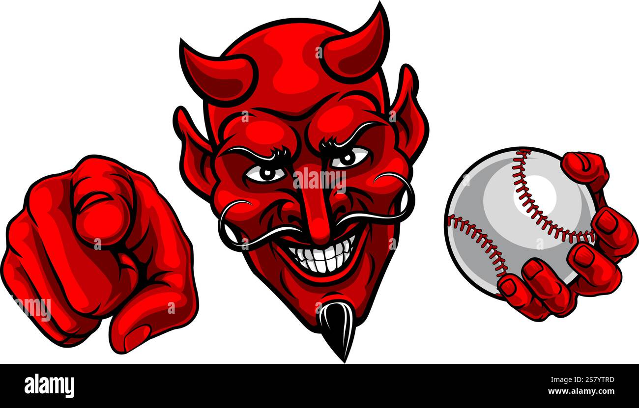 Illustration: Devil Baseball Ball Sport Team Maskottchen Stock Vektor