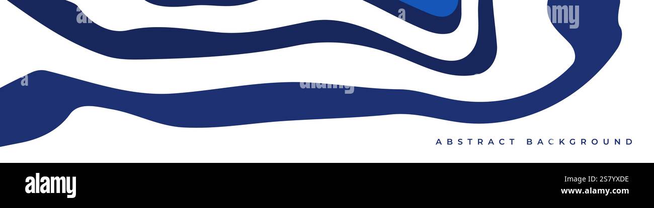 Weißer moderner abstrakter Hintergrund mit dunkelblauen Kurven und Wellenformen. Vektorillustration breites Bannerdesign Stock Vektor