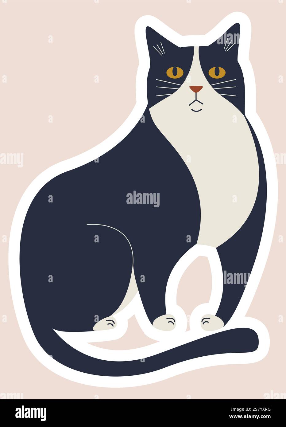 Süße sitzende Katze Kritzelvektor Charakter. Niedliche Katze, Katzencharakter, flaches Design. Vektor-Illustration für Aufkleber, Comic, Druck Stock Vektor