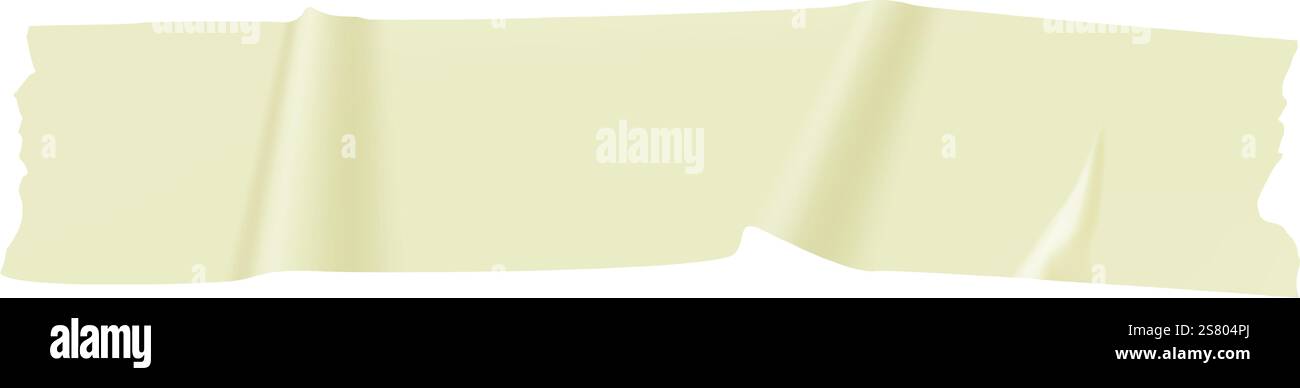 Langer Streifen beigefarbenes Klebeband mit abgerissenen und gefalteten Kanten für abstrakte Formen auf einem sauberen weißen Hintergrund, ideal für kreative Projekte und Designs Stock Vektor