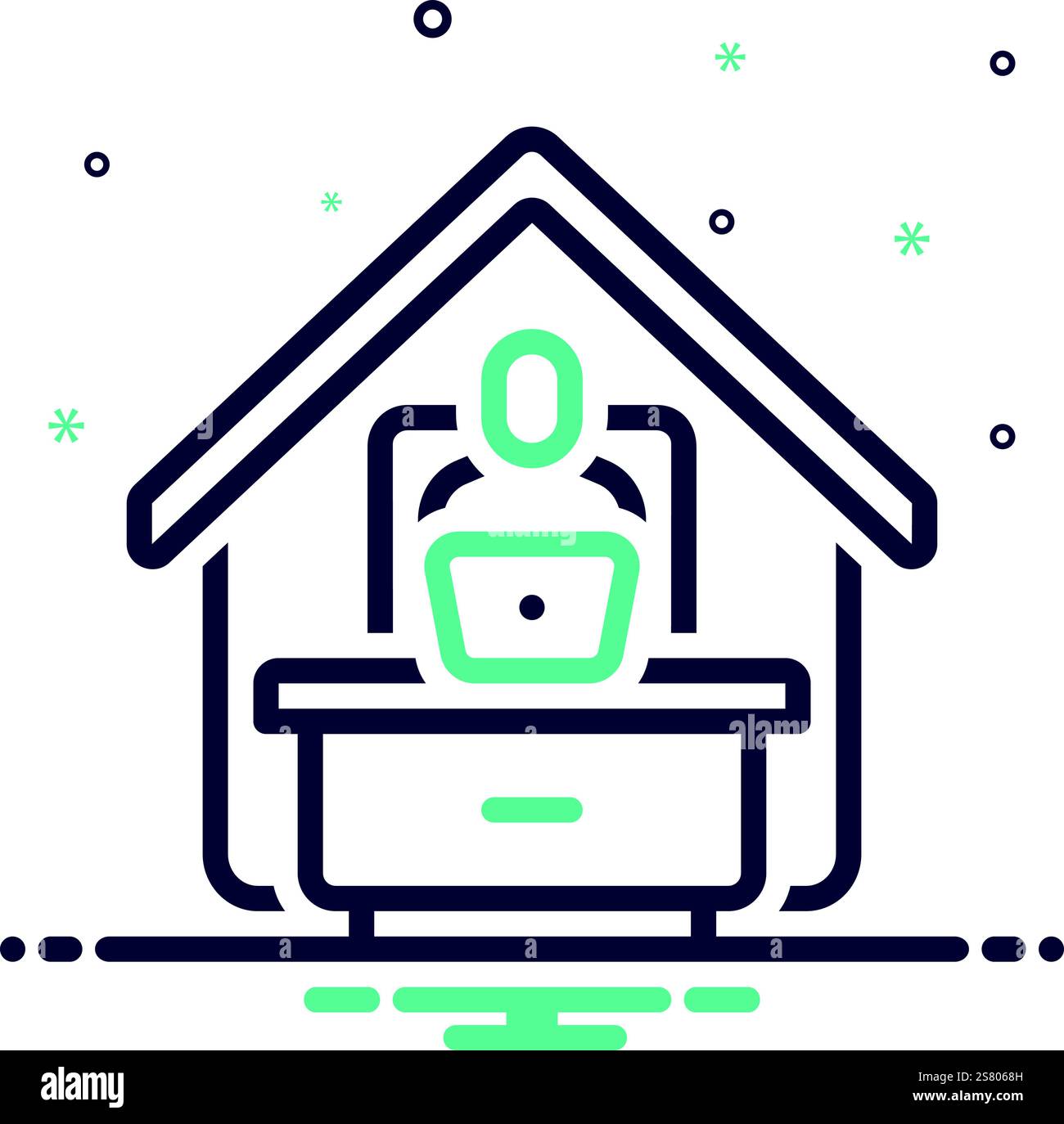 Symbol für Fernarbeit, Arbeit von zu Hause aus Stock Vektor