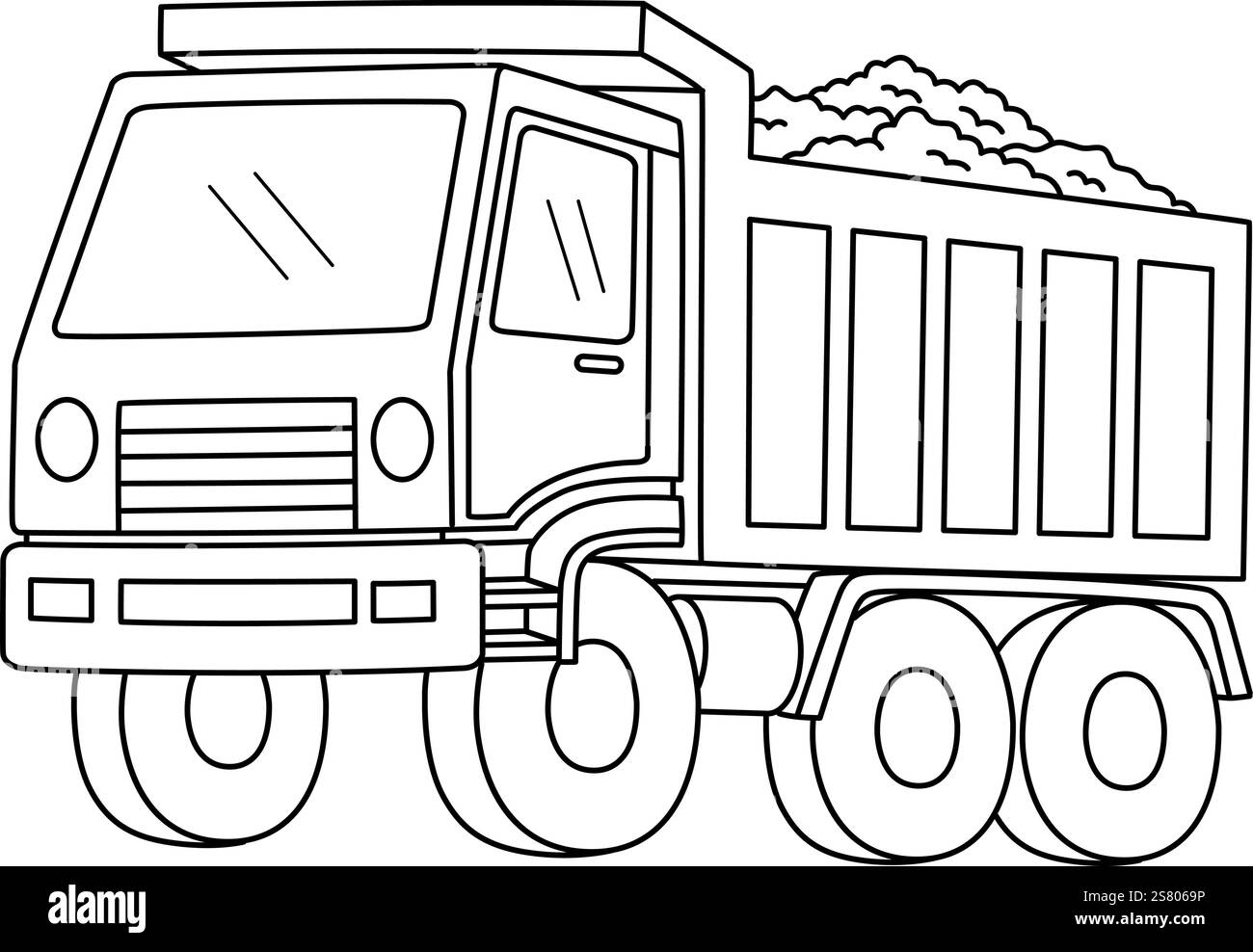 Coloring Page Für Die Isolierte Ausmalseite Für Den Muldenkipper Stock Vektor