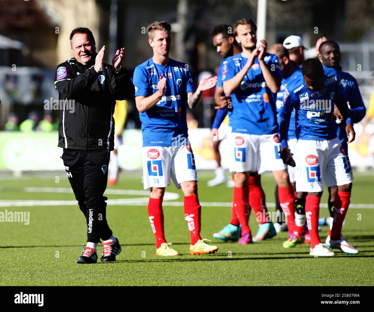 Åtvidabergs FF Trainer Roar Hansen nach dem Fußballspiel zwischen Åtvidabergs FF gegen Falkenbergs FF, Allsvenskan, Kopparvallen Arena, Åtvidaberg, Schweden. Stockfoto