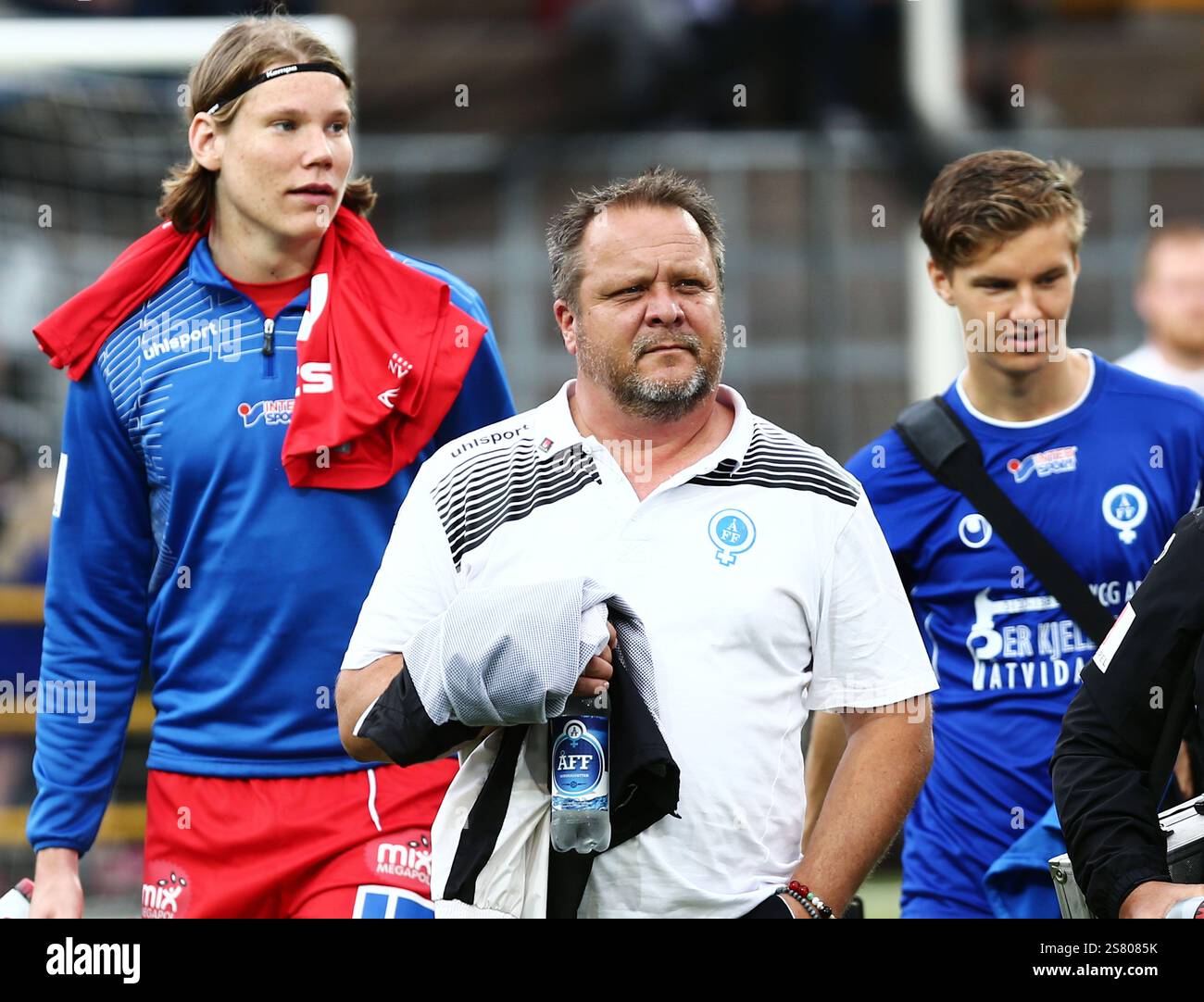 Åtvidabergs FF Trainer Roar Hansen vor dem Fußballspiel zwischen Åtvidabergs FF und Frej Täby, Superettan, Kopparvallen, Åtvidaberg, Schweden. Stockfoto