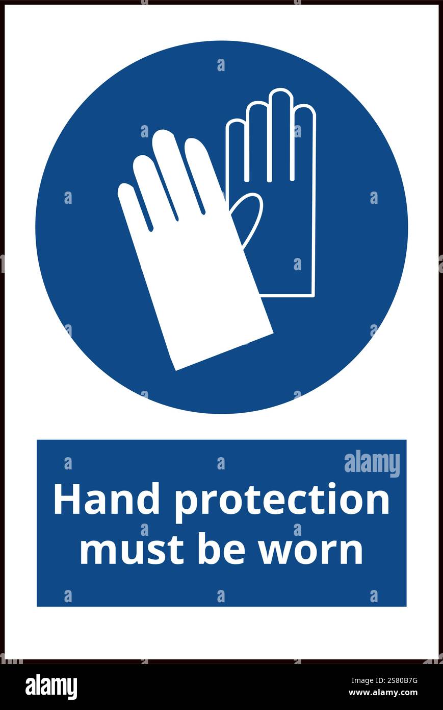 Blaues Handschutzschild muss auf weißem Hintergrund getragen werden Stock Vektor