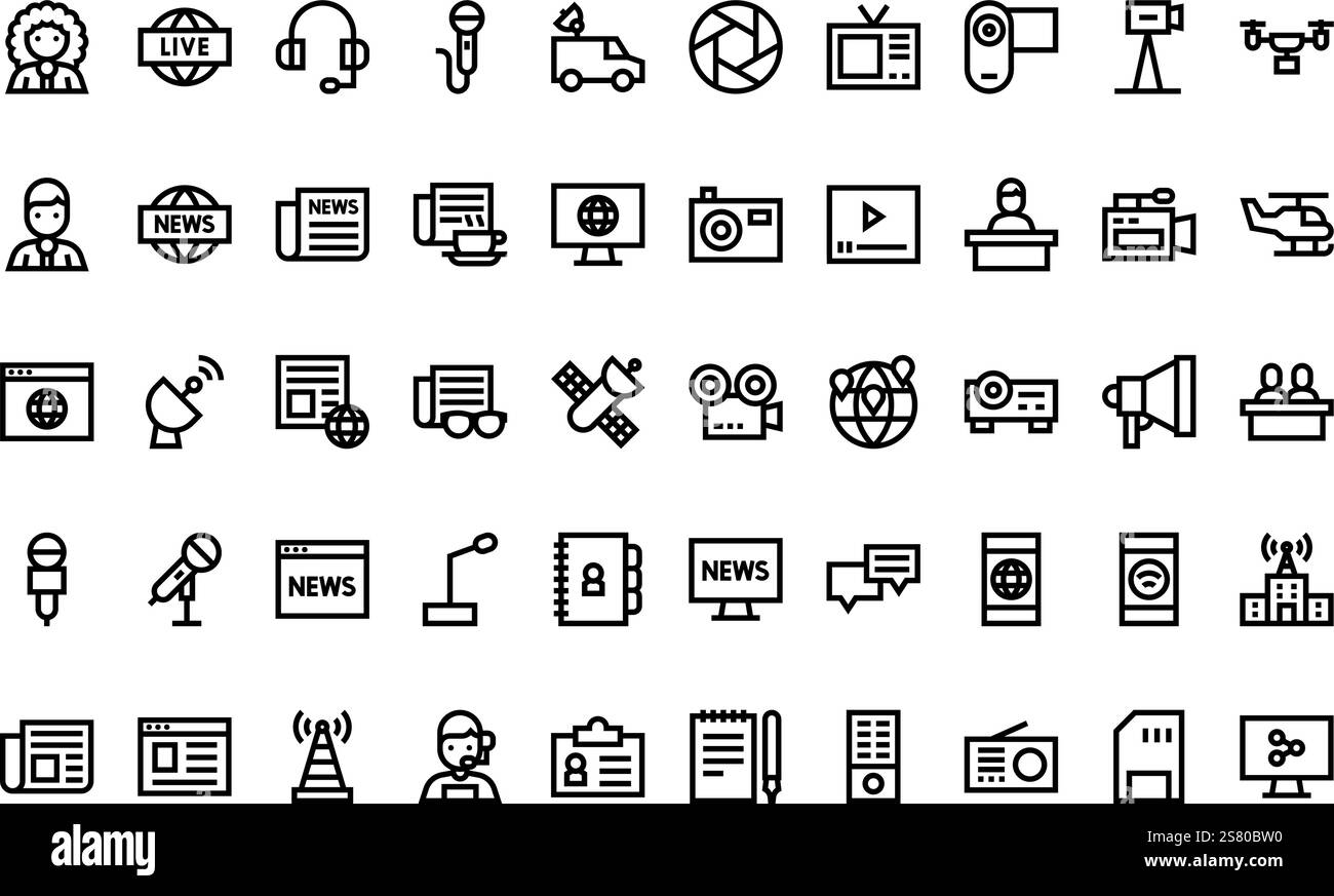 Hochwertige Sammlung von Vektorsymbolen mit editierbarer Kontur. Ideal für professionelle und kreative Projekte. Stock Vektor