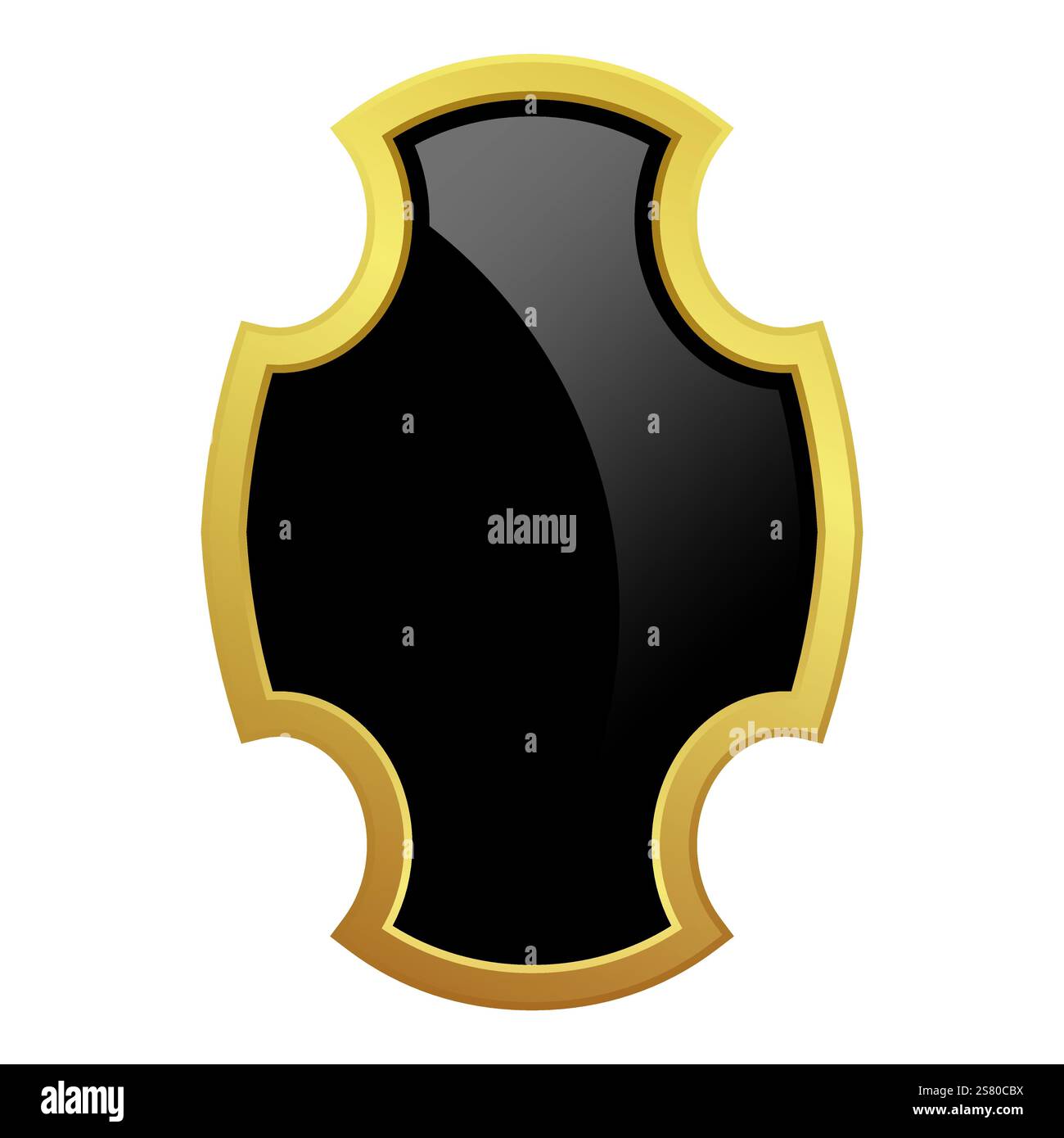 Schwarzes Schild mit glänzend goldfarbenem Rahmen. Exklusives VIP-Logo-Design. Vektor-Clipart-Illustration. Transparenter Hintergrund. Stock Vektor