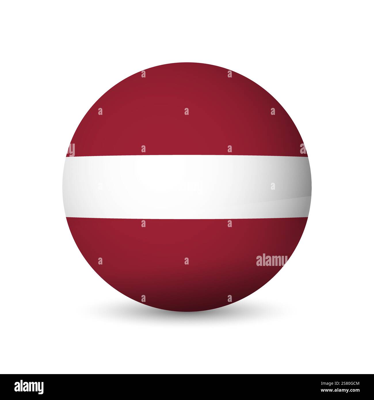 Lettische Flagge - 3D-Kugel in Farben der Flagge, die eine kulturelle Identität und ein kulturelles Erbe des Landes repräsentiert. Das Wesen des nationalen Stolzes und der Einheit. Vektorobje Stock Vektor