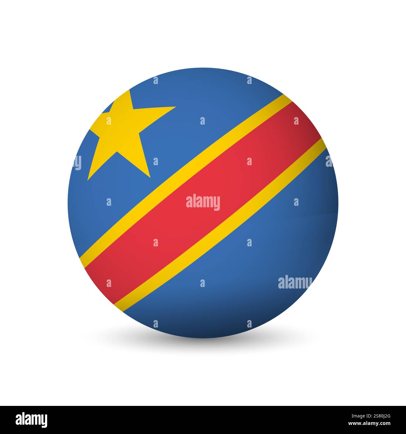 Demokratische Flagge der Republik Kongo - 3D-Kugel in Flaggenfarben, die eine kulturelle Identität und ein kulturelles Erbe des Landes repräsentiert. Das Wesen des nationalen Stolzes und der Einheit. Vektorobjekt auf weißem Hintergrund. Stock Vektor