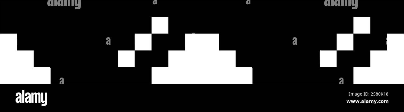 Lustige Schwarze Pixelförmige Sonnenbrille. Einfache lineare Darstellung einer 8-Bit Pixel Boss Brille. Kunstgläser des Schlägerlebens Meme - isoliert auf weiß Stock Vektor