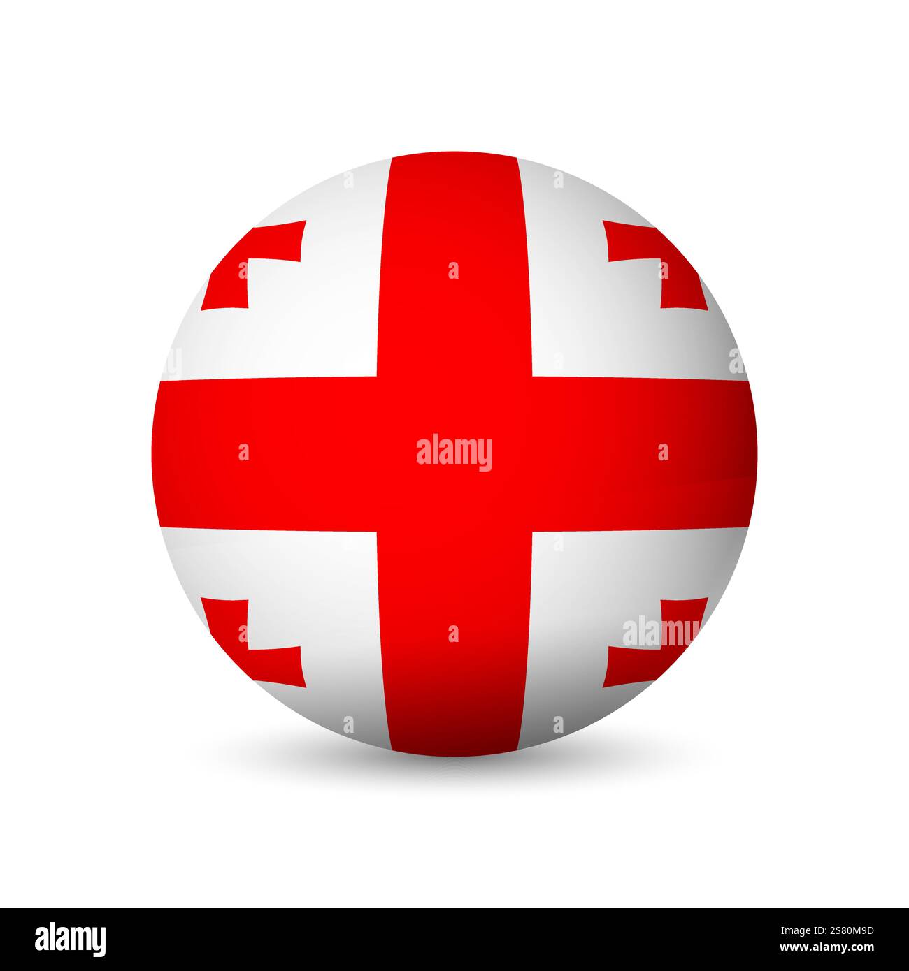 Georgia Flag – 3D-Kugel in Flaggenfarben, die eine kulturelle Identität und ein kulturelles Erbe des Landes repräsentiert. Das Wesen des nationalen Stolzes und der Einheit. Vektorobj Stock Vektor