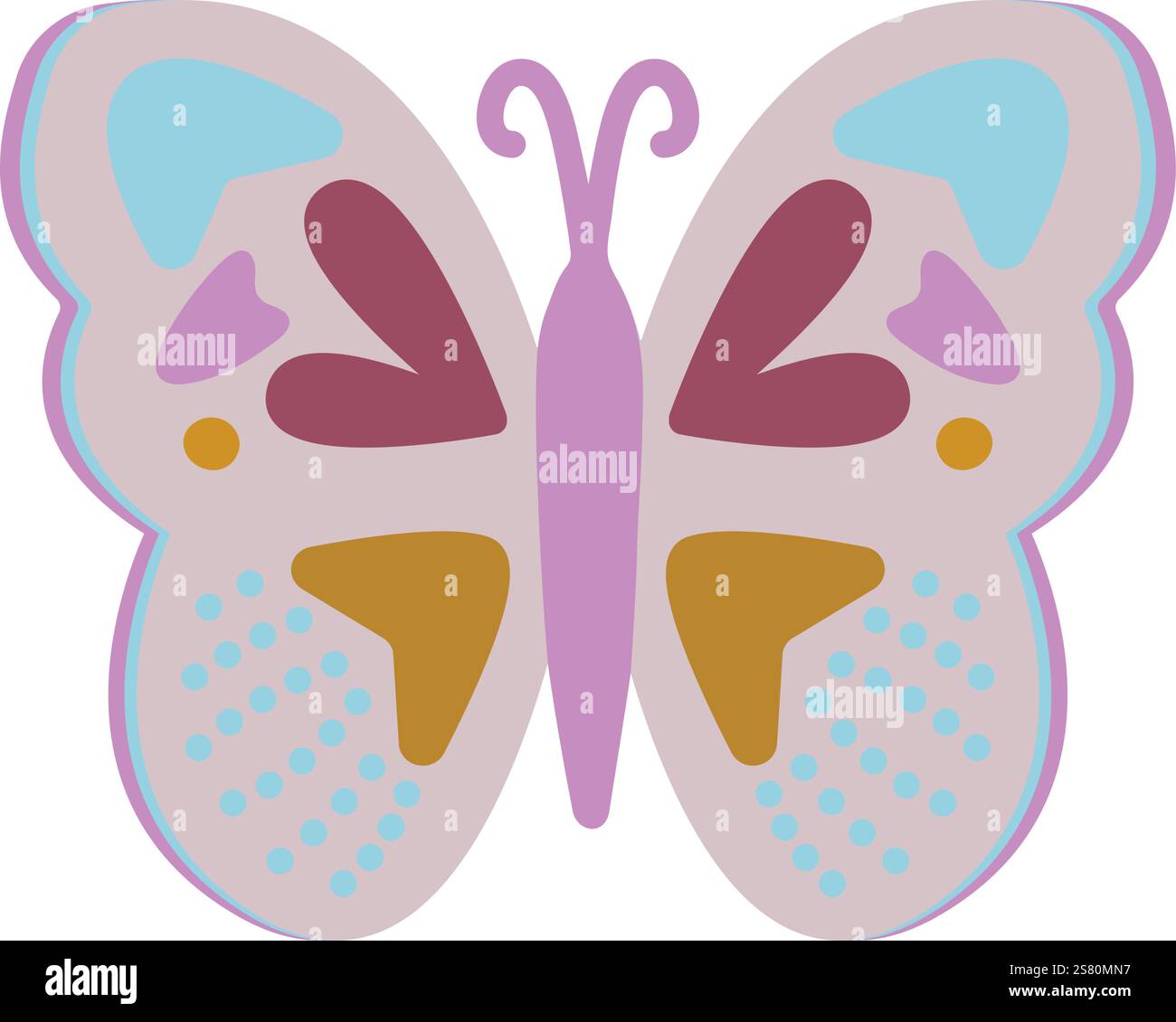 Schmetterling Boho Stil Vektor Illustration, fliegen mit schönen Flügeln Stock Vektor