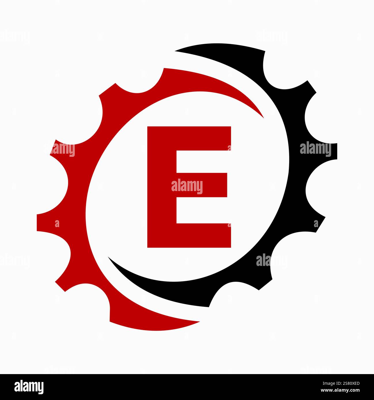 Design-Vorlage für Anfangsbuchstabe E Gear Logo. Automobil-Gear-Logo für geschäftliche und industrielle Identität Stock Vektor