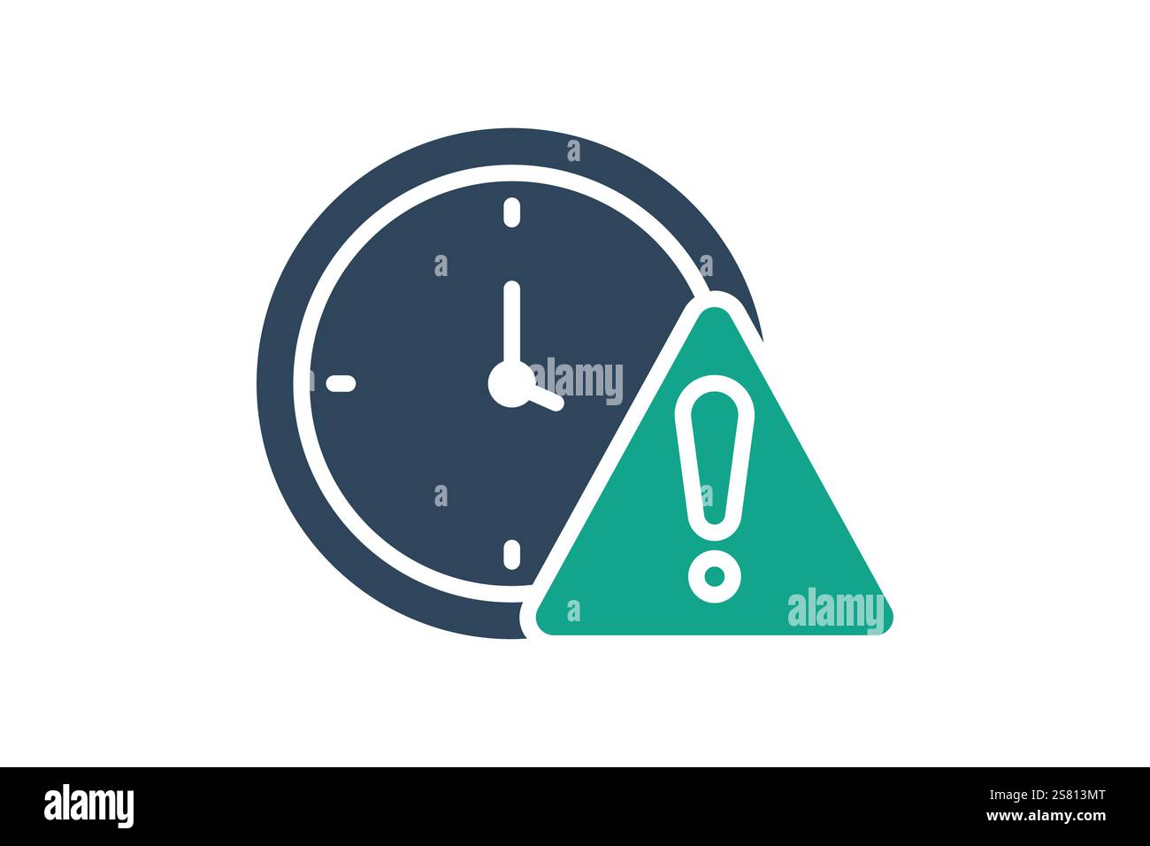 Verzögerungssymbol. Symbolstil durchgehend. Uhr mit Ausrufezeichen. Symbol für Uhrzeit und Datum. Vektorillustration für Zeitelemente Stock Vektor