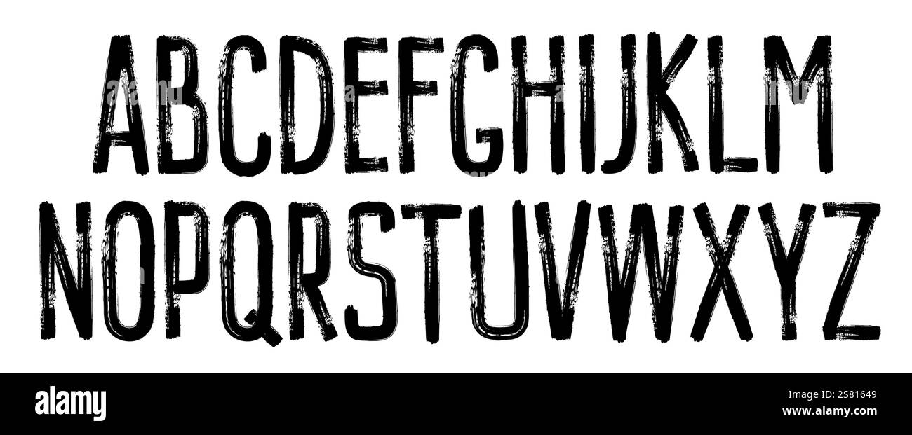 Grunge Großbuchstaben. Unauffällige Schriftart mit schmutziger Farbstruktur, Vintage-erodiertes Alphabet für Poster-T-Shirt-Druck. Vektor unterbrochen Stock Vektor