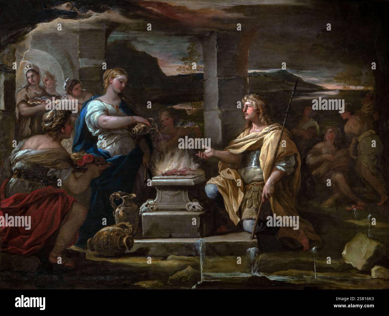 Luca Giordano 1634-1708 „Ulysses and Calypso“ 1675, 116,7 x 158,5 cm Öl auf Leinwand. Stockfoto