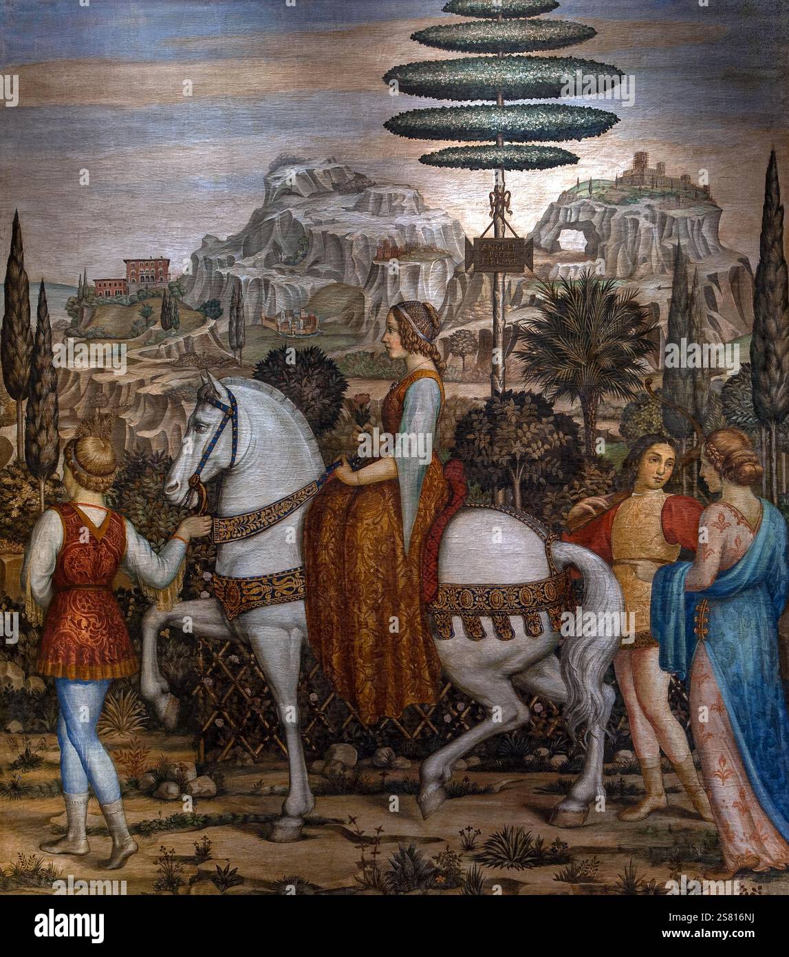 Federico Angeli 1891-1952 'Frau zu Pferd mit Ritterprozession' 1931, 235 x 208 cm Tempera auf Leinwand. Stockfoto