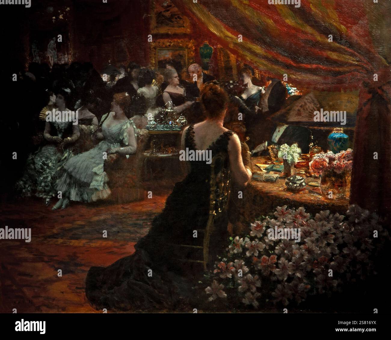 Giuseppe de Nittis 1846-1884 „der Salon der Prinzessin Mathilde“ 1883, 74 x 92,5 cm Öl auf Platte. Stockfoto