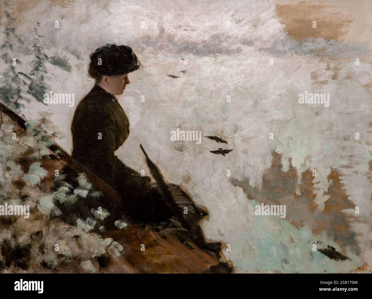 Giuseppe de Nittis 1846-1884 „Schneeeffekt“ 1880 ,73 x 54 cm Öl auf Leinwand. Stockfoto