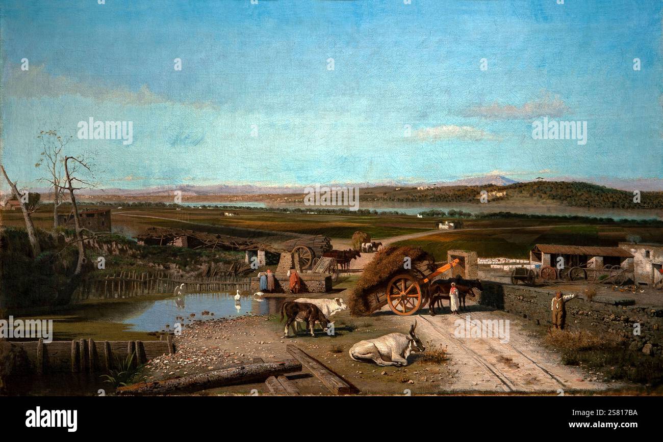 Giuseppe de Nittis 1846-1884 „L’Ofatino, 1866 cm 60 x 100 Öl auf Leinwand. Stockfoto