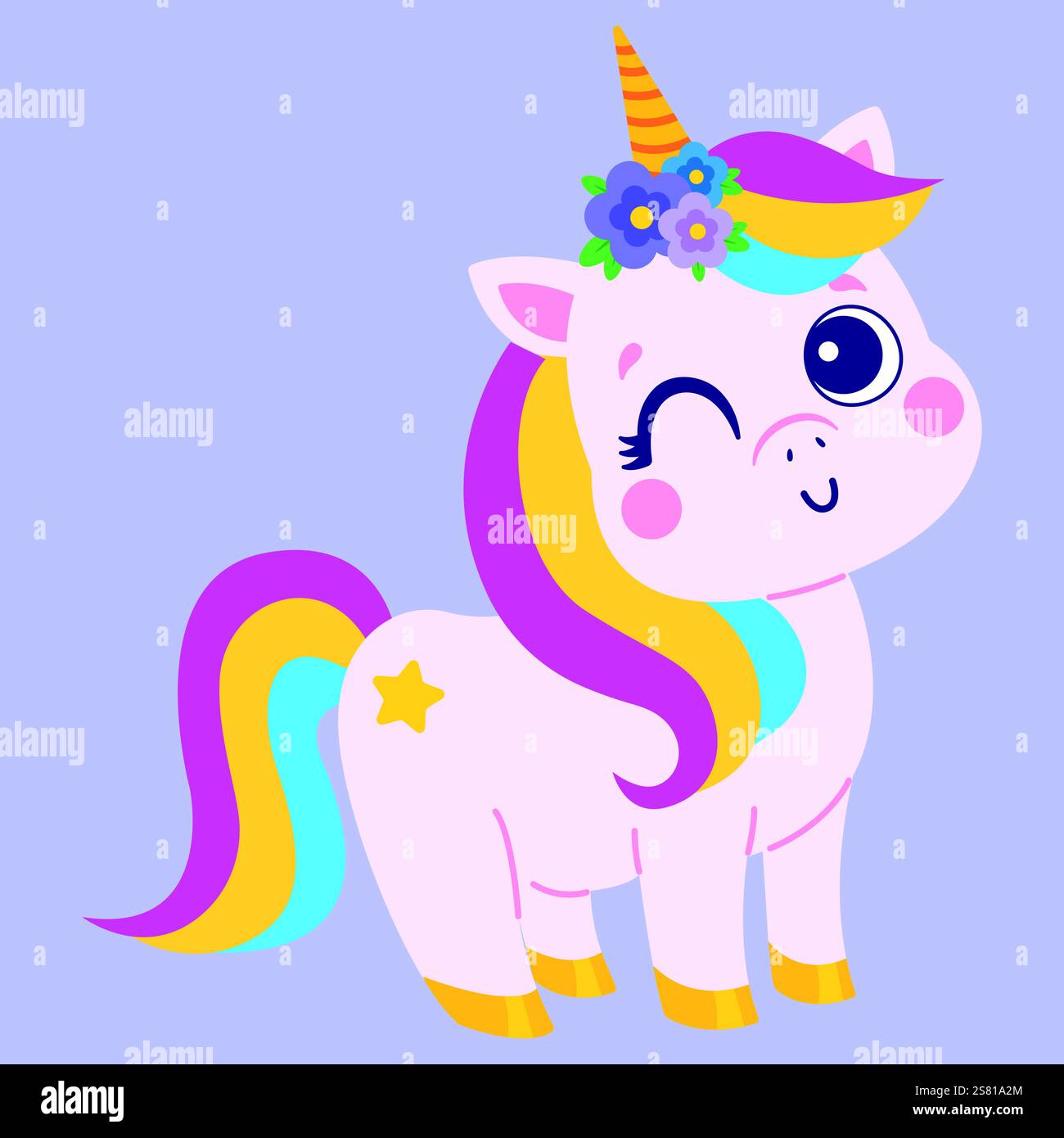 Niedliches Einhorn. Illustration der Vektorabwicklung. Stock Vektor