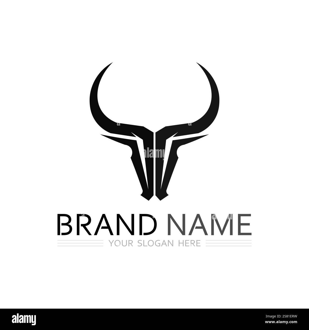 Stier- und Kuhlogo Symbol Vektorhorntiere Stock Vektor