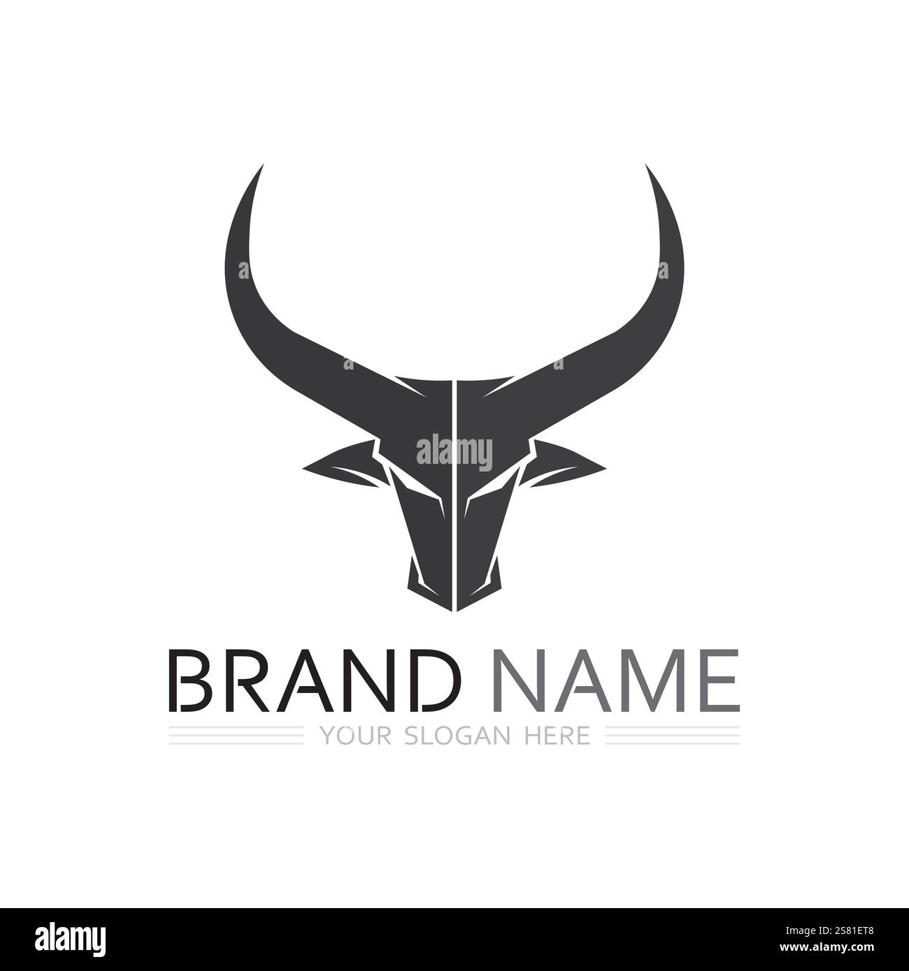 Stier- und Kuhlogo Symbol Vektorhorntiere Stock Vektor