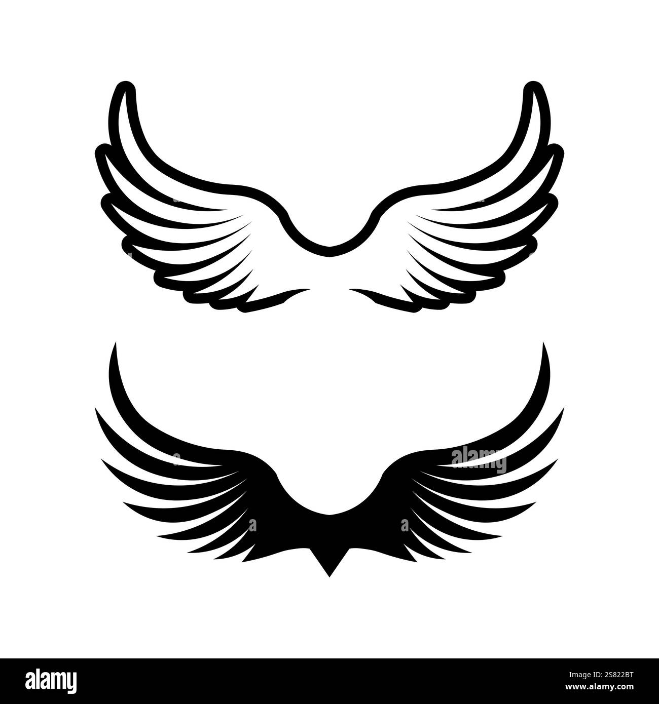 Flügel schwarze Symbole Vektor-Set. Modernes, minimalistisches Design. Stock Vektor