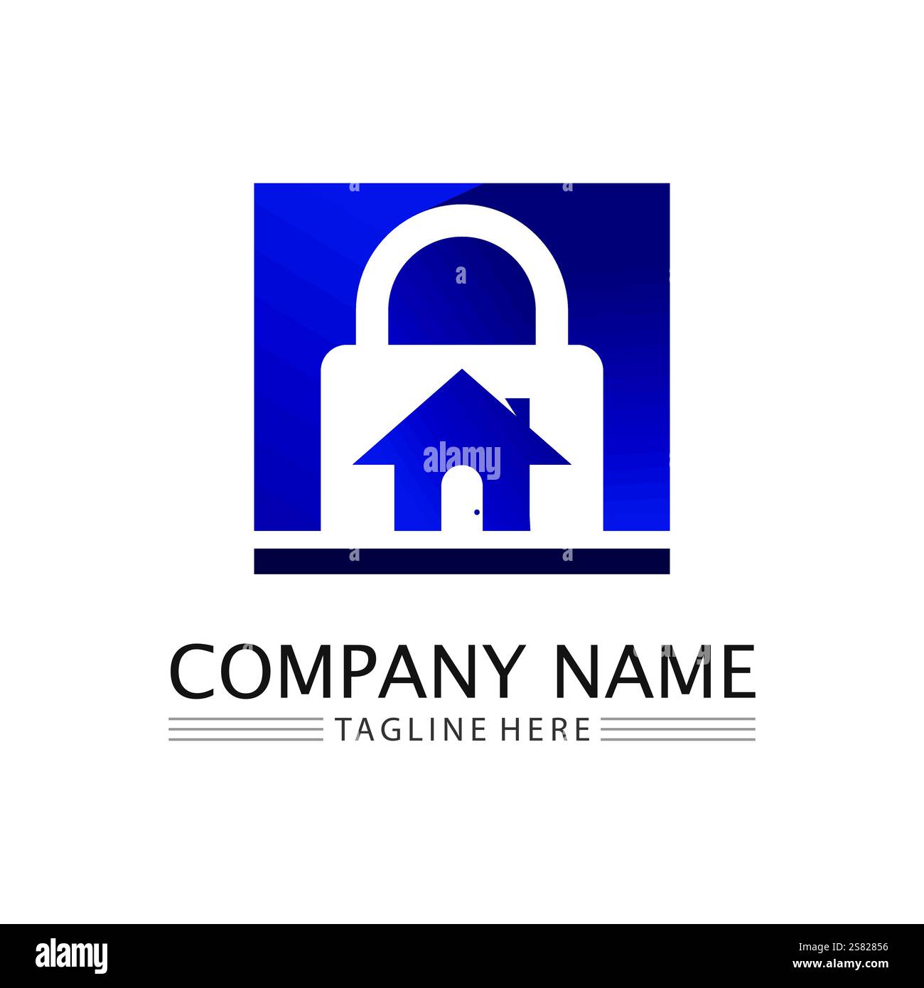 Schlüssel- und Schlosssymbol Vorhängeschloss-Logo und Symbolvektor-Design Grafik Stock Vektor