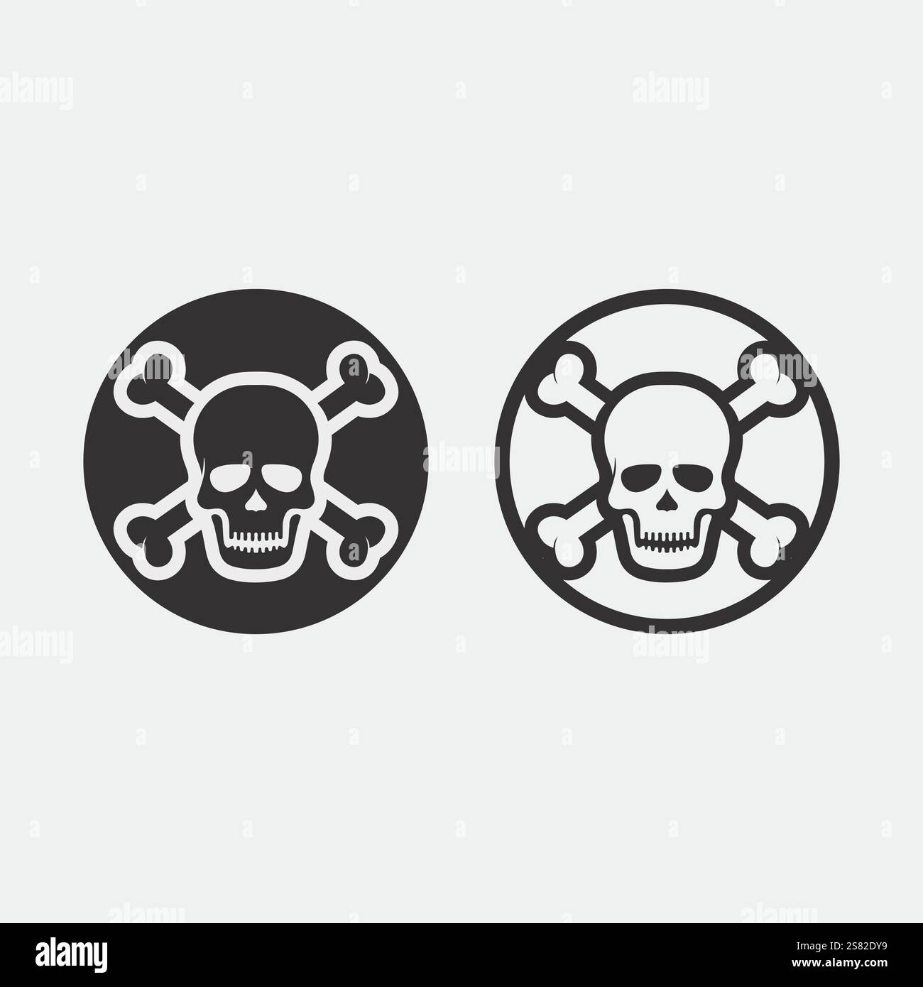 Vektor-Grafik-Illustration mit Totenkopf und Knochen-Symbol Stock Vektor