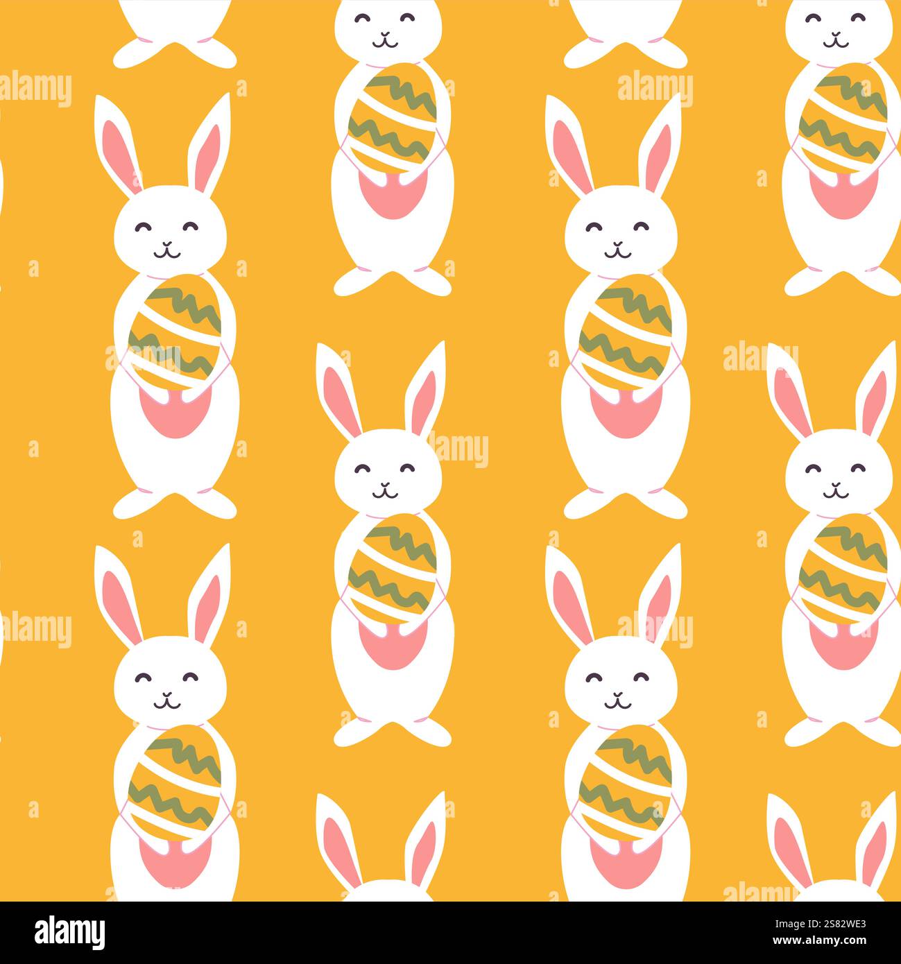 Osterhasenmuster mit bunten Eiern für festliche Designprojekte. Stock Vektor