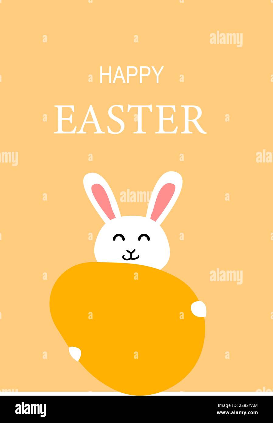 Happy easter Card Design mit niedlichem Häschen und farbenfrohem Ei. Stock Vektor