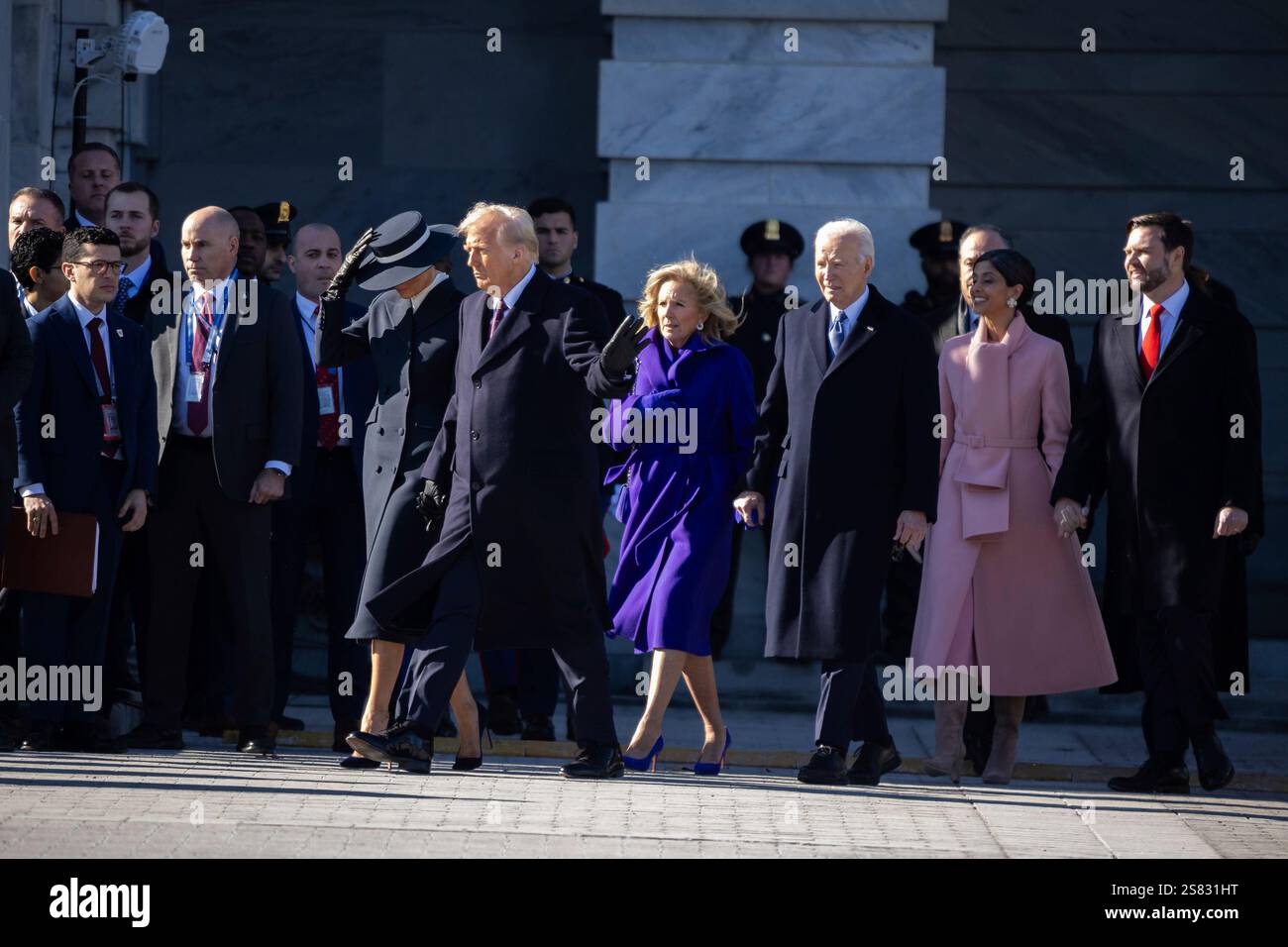 From left, First Lady Melania Trump, President Donald Trump, former