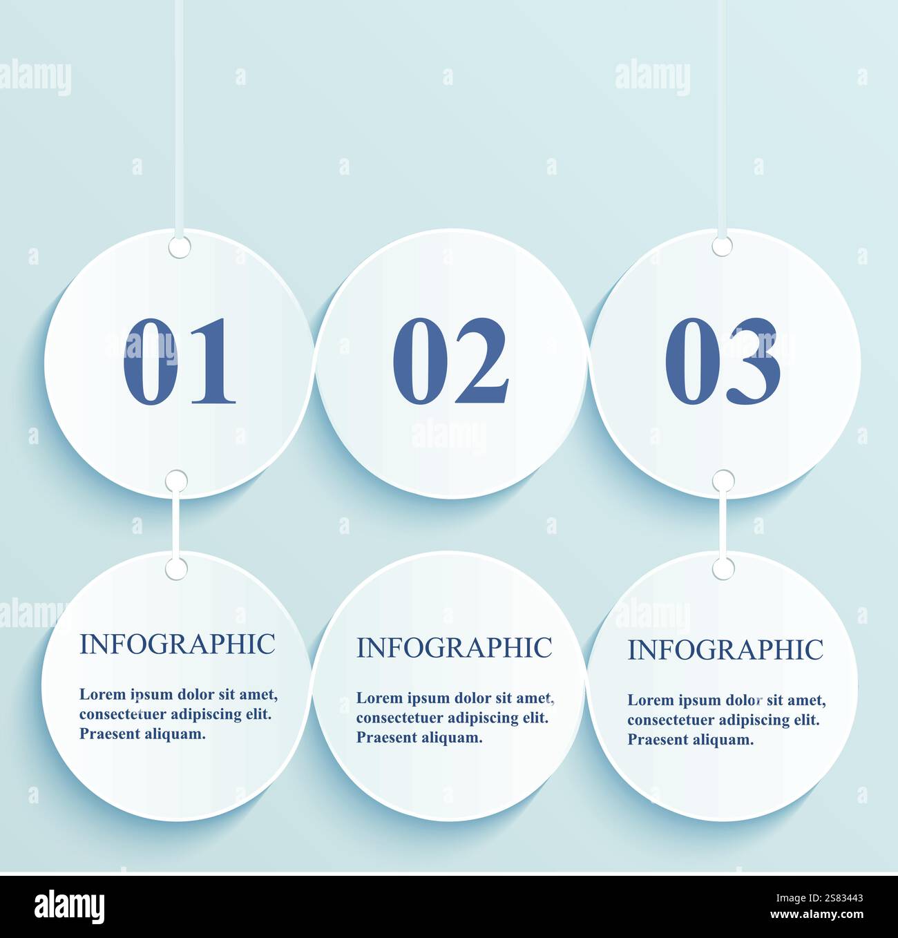 Infografik zu abstrakten numerischen Kreisen. Hängendes Banner auf hellem Hintergrund Stock Vektor