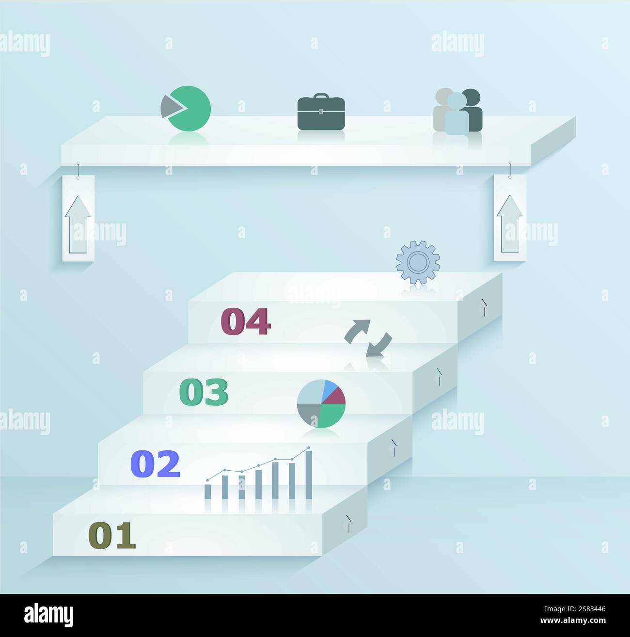 Infografiken zu strategischen Papiervorlagen. Schritt für Schritt. Nummerierte Banner, Infografiken, Präsentationen, für Webdesign, Werbedesign, Site-Layout Stock Vektor