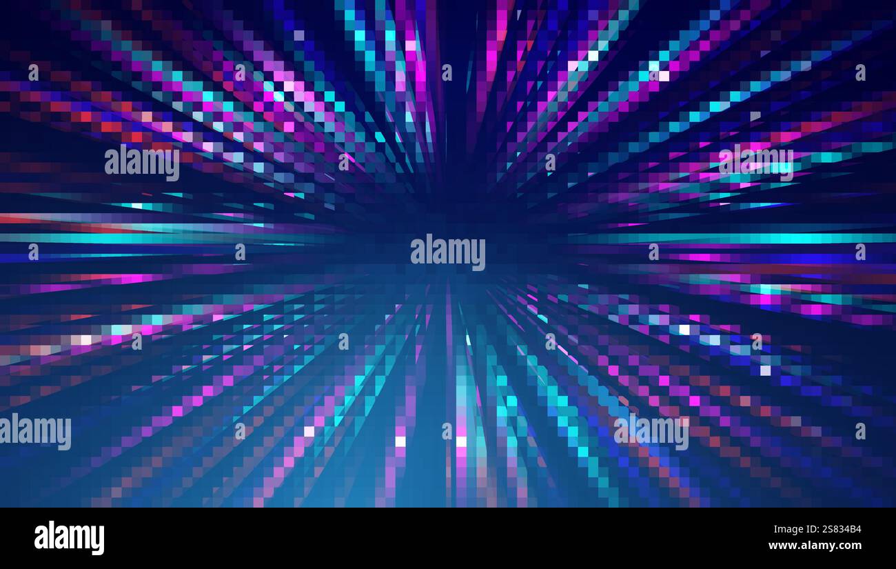 Futuristische Lichtstrahlen mit bunten Farbtönen Stock Vektor