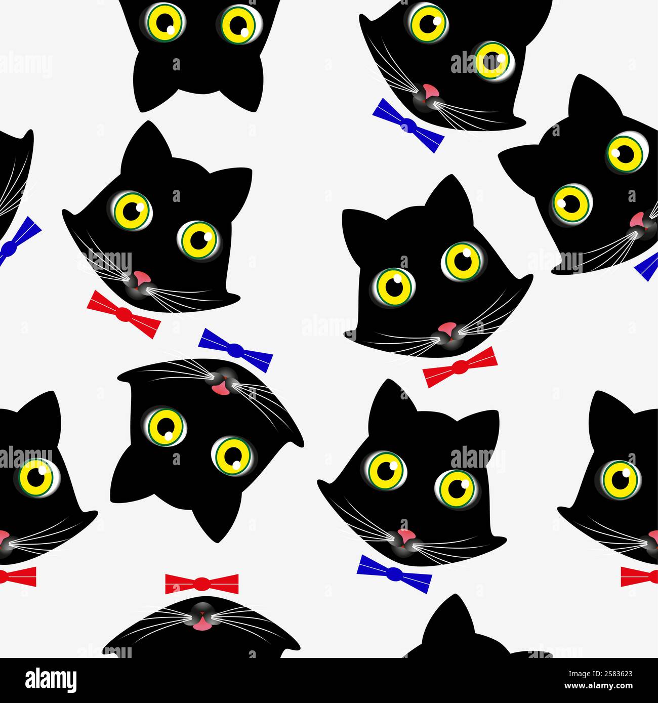 Nahtloses Muster mit Katzen-Gesichtern. Stock Vektor