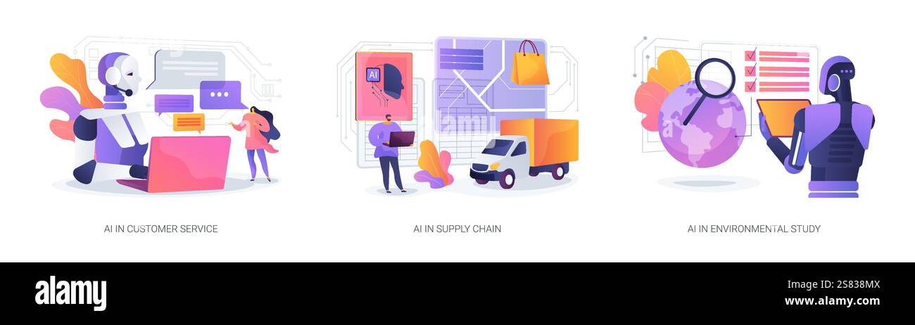 AI Solutions for Efficiency abstrakte Konzeptvektorabbildungen. Stock Vektor