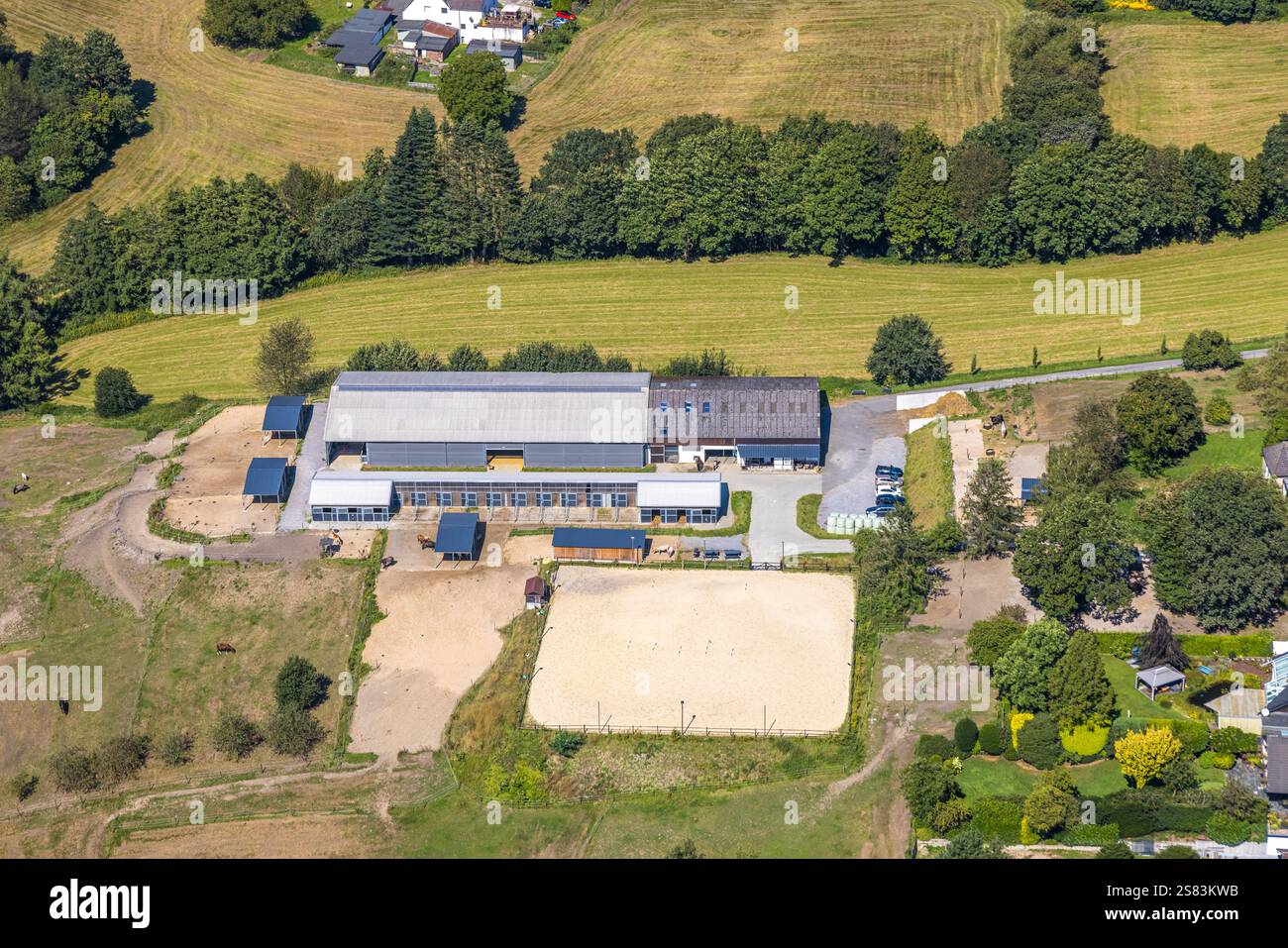 Luftaufnahme, Gewölbezentrum und Reitzentrum in Sunderholze, Silschede, Gevelsberg, Ruhrgebiet, Nordrhein-Westfalen, Deutschland Stockfoto Luftaufnahme, Gewölbezentrum und Reitzentrum in Sunderholze, Silschede, Gevelsberg, Ruhrgebiet, Nordrhein-Westfalen, Deutschland Stockfoto