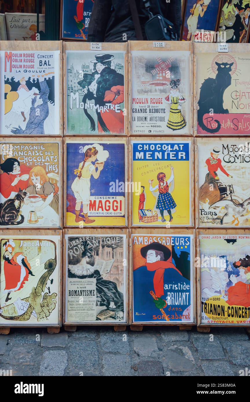 Gedruckte Kunstwerke in Paris erhältlich Stockfoto