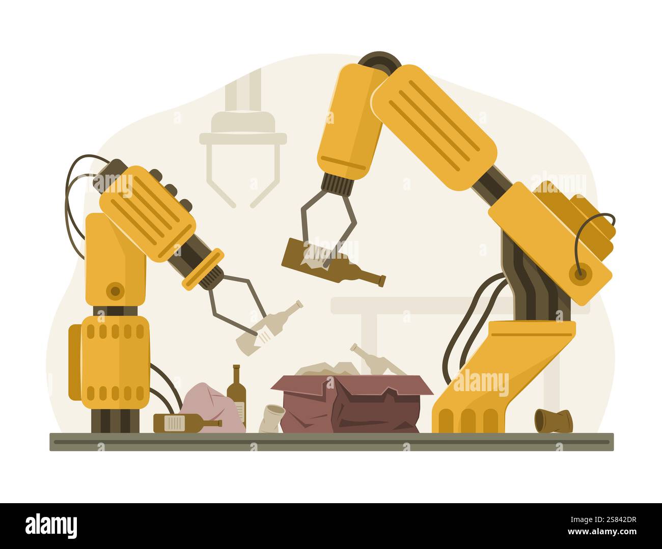 Abfallsortierung nach Robotersystem in der Industrie für Abfallwirtschaft und Recycling Konzeptdarstellung Stock Vektor