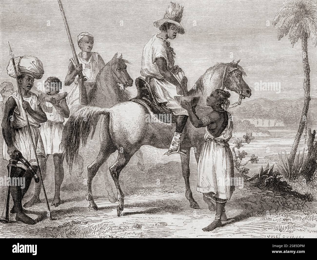 Indigene Völker aus dem Senegal, die Mandinka oder Malinke und die Fula, Fulani oder Fulɓe, 19. Jahrhundert. Aus Le Tour du Monde, veröffentlicht 1861. Stockfoto