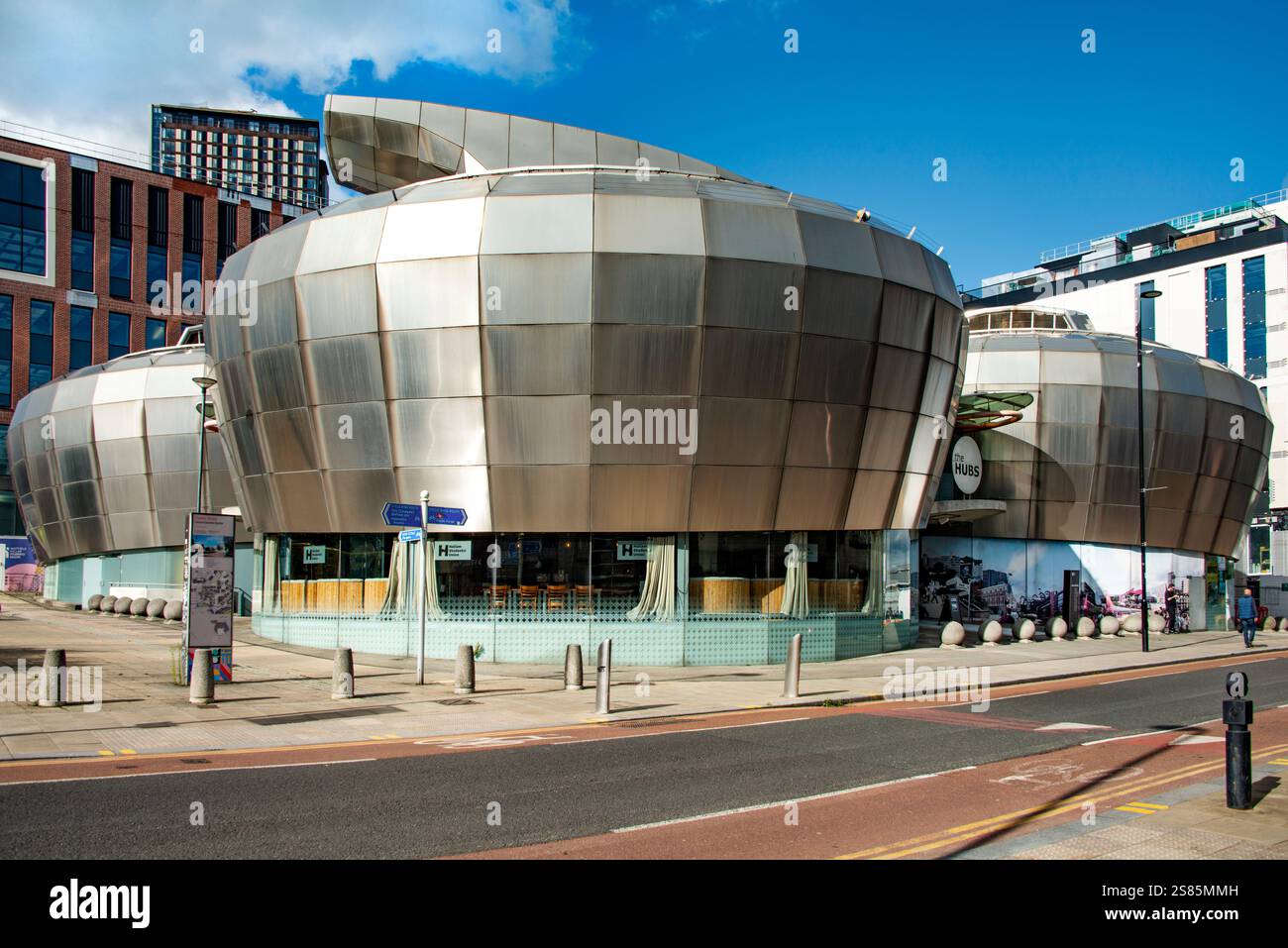 The Hubs, ein Lotterie-finanziertes Projekt, ursprünglich National Centre for Popular Music, heute Hallam University Students Union, Sheffield, Yorkshire, England Stockfoto