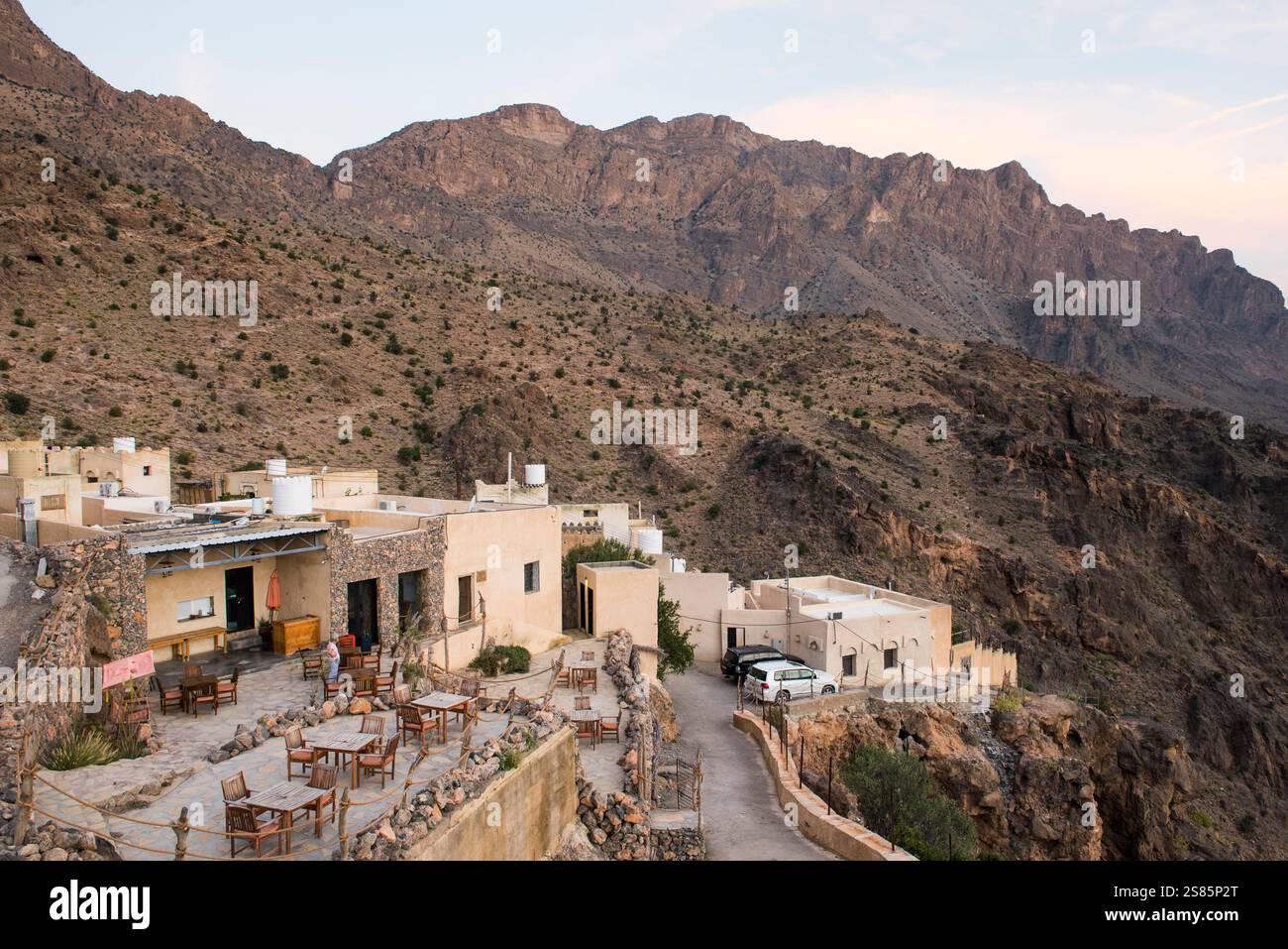 Sama Wakan Heritage Hotel, Wakan Village, Western Hajar Mountains, South Batinah und Al Dakhiliyah Governorates, Oman, Arabische Halbinsel Stockfoto
